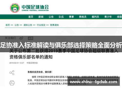 足协准入标准解读与俱乐部选择策略全面分析 足协准入标准解读与俱乐部选择策略全面分析